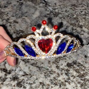 Elegant Gold and Blue Tiara with Red Accents